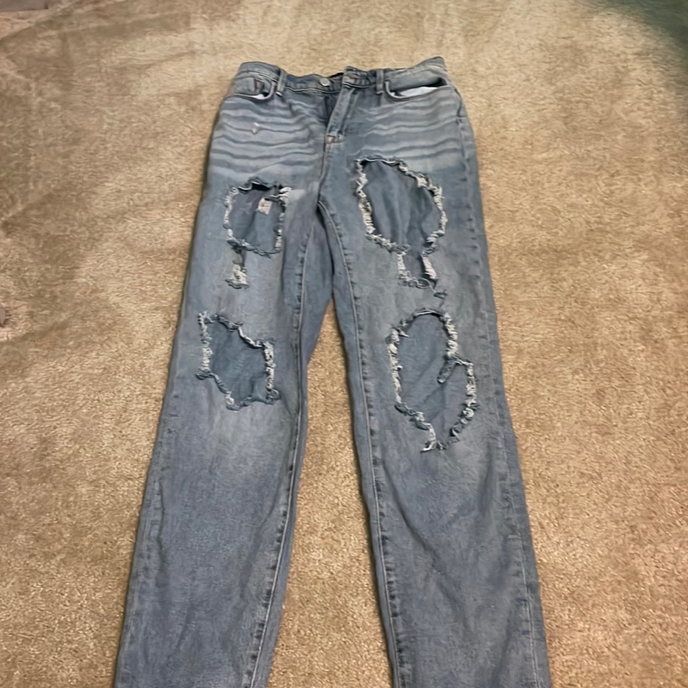 Blue ripped jeans